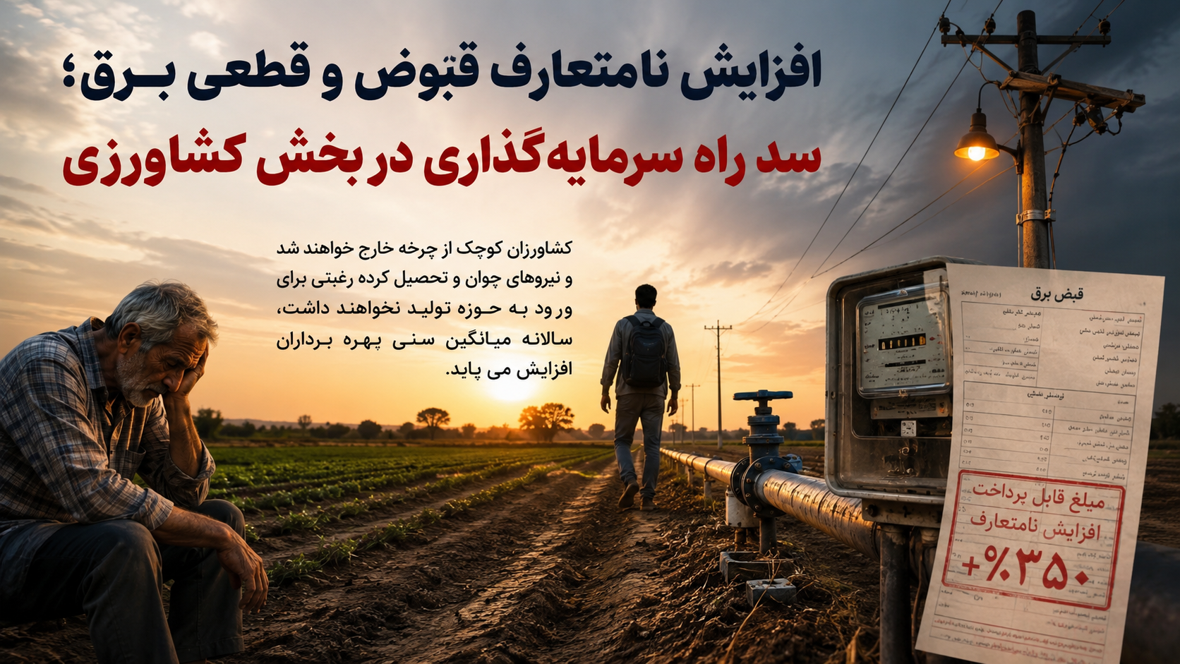 افزایش نامتعارف قبوض و قطعی برق؛ سد راه سرمایه‌گذاری در بخش کشاورزی