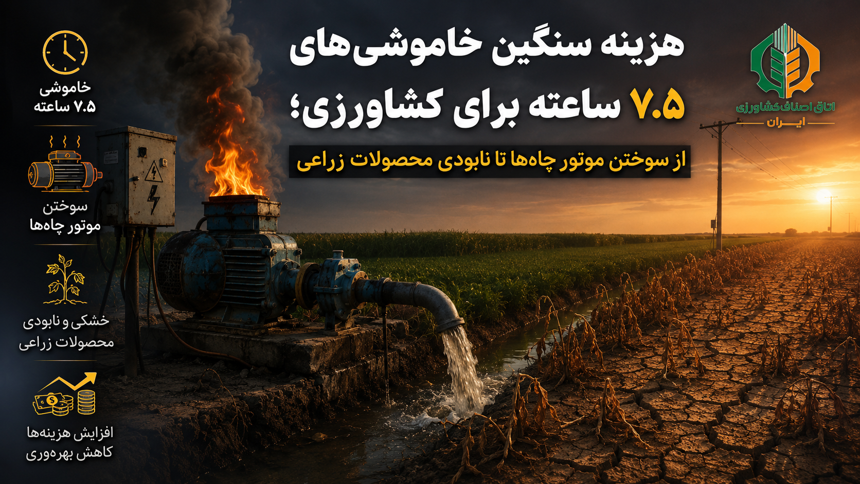 هزینه سنگین خاموشی‌های ۷.۵ ساعته برای کشاورزی؛ از سوختن موتور چاه‌ها تا نابودی محصولات زراعی